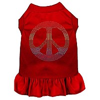 Rhinestone Rainbow Peace Dress Red XXL