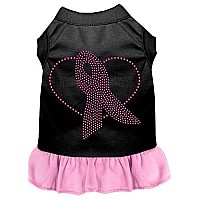 Pink Ribbon Rhinestone Dress Black XXXL