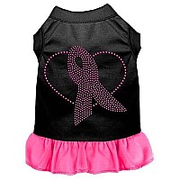 Pink Ribbon Rhinestone Dress Black XXXL