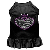 Zebra Heart Rhinestone Dress Black Sm