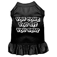 You Come, You Sit, You Stay Screen Print Dress Black XL