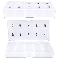 Beauticom Usa 2 Pieces Frosted Small Empty 10 Space Nail Art Tip Storage Organizer Box Case For False Nail Tips Vitamins Acc