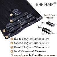 14Remy Human Hair Clip In Extensions For Women Thick To Ends Off Black1B 6Pieces 70Grams245Oz