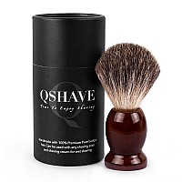 Qshave 100 Best Original Pure Badger Hair Shaving Brush Handmade Real Wood Base Perfect For Wet Shave Safety Razor Double Edg