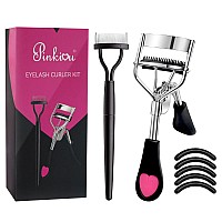 Pinkiou Eyelash Curlers With Comb And Eeylash Separator Set Professional Lash Curler With Builtin Comb Ergonomic Heartshaped H