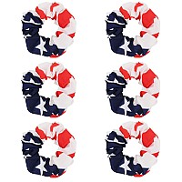 Susulu 6Pcs Women Hair Scrunchies Elastic Hair Ties July 4Th Usa American Flag Union Jack Scrunchie Ponytail Holders Hair Access