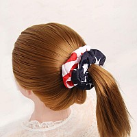 Susulu 6Pcs Women Hair Scrunchies Elastic Hair Ties July 4Th Usa American Flag Union Jack Scrunchie Ponytail Holders Hair Access