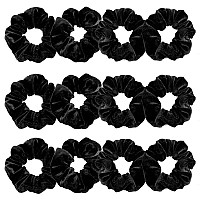 Whaline 12 Pieces Hair Scrunchies Velvet Elastics Scrunchy Bobbles Soft Hair Bands Hair Ties Black