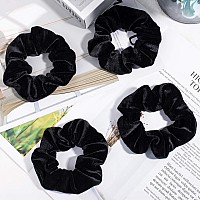 Whaline 12 Pieces Hair Scrunchies Velvet Elastics Scrunchy Bobbles Soft Hair Bands Hair Ties Black