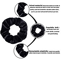 Whaline 12 Pieces Hair Scrunchies Velvet Elastics Scrunchy Bobbles Soft Hair Bands Hair Ties Black