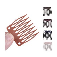 Yantaisiyu Hair Comb And 7Teeth Clips For Wig Cap 50Pcslot Wig Combs For Making Wigs Light Brown 32Cmx36Cm Plastic