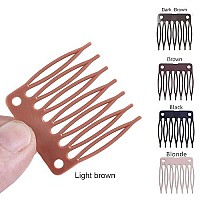 Yantaisiyu Hair Comb And 7Teeth Clips For Wig Cap 50Pcslot Wig Combs For Making Wigs Light Brown 32Cmx36Cm Plastic