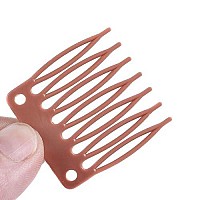 Yantaisiyu Hair Comb And 7Teeth Clips For Wig Cap 50Pcslot Wig Combs For Making Wigs Light Brown 32Cmx36Cm Plastic