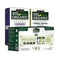 Indus Valley Bio Organic 100 Pure Indigo Powder Herbal Henna Powder Hair Color Combo Kit For Natural Hair Dyeing Black Ind