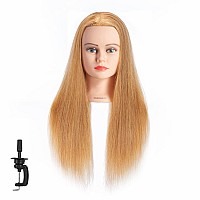 Hairginkgo Mannequin Head 2426 Human Hair Manikin Head Hairdresser Training Head Cosmetology Doll Head For Styling Dye Cuttin