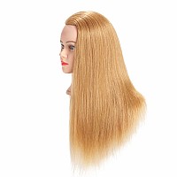 Hairginkgo Mannequin Head 2426 Human Hair Manikin Head Hairdresser Training Head Cosmetology Doll Head For Styling Dye Cuttin