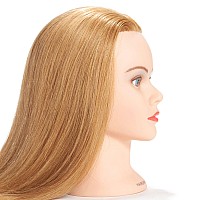 Hairginkgo Mannequin Head 2426 Human Hair Manikin Head Hairdresser Training Head Cosmetology Doll Head For Styling Dye Cuttin