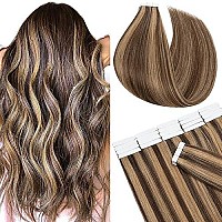 Sego Hair Extensions Tape In Real Human Hair 20 Inch 20Pcs 50G Straight Balayage 100 Remy Seamless Skin Weft Invisible Rooted D