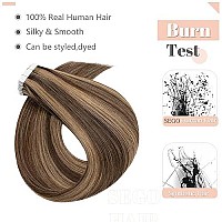 Sego Hair Extensions Tape In Real Human Hair 20 Inch 20Pcs 50G Straight Balayage 100 Remy Seamless Skin Weft Invisible Rooted D