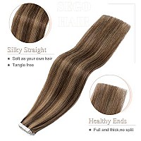 Sego Hair Extensions Tape In Real Human Hair 20 Inch 20Pcs 50G Straight Balayage 100 Remy Seamless Skin Weft Invisible Rooted D