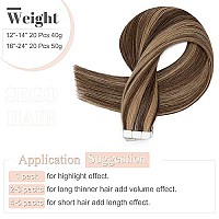 Sego Hair Extensions Tape In Real Human Hair 20 Inch 20Pcs 50G Straight Balayage 100 Remy Seamless Skin Weft Invisible Rooted D