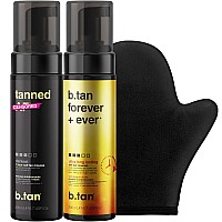 Btan Best Self Tanner Mousses Bundle With Tanning Mitt Applicator For Fake Tan 1 Hour Express Sunless Tanning Bestie Kit Veg