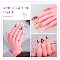 Buqikma Nail Practice Hand For Acrylic Nails Mannequin Hand For Nails Practice Flexible Bendable Fake Hand Manicure Nail Pract