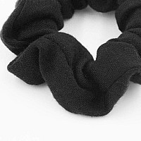 Pack Of 12 Cotton Hair Scrunchies Single Jersey Solid Color Ponytail Holders Hair Ties For Girl Black