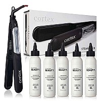 Cortex Professional Vapor Hair Straightener Flat Iron For Hair 125 Ceramic Premium Argan Infusion Steamliner Dual Voltage S