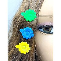 Tara Girls Super Cute Self Hinge Plastic Mulit Design Hair Barrettes Selection 28 Pc Nsunflower Mix Color Flower Size 08 Inc