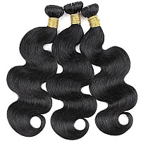 Human Hair Body Wave Bundles Brazilian Virgin Body Wave 3 Bundles 14 16 18Inch 300G Natural Black 100 Unprocessed Virgin Brazil