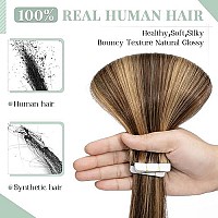 Tape In Hair Extensions Real Human Hair 20Pcs 50G 100 Remy Hair Extensions Of Balayage Medium Brown Highlighted Dark Blonde Sea