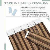 Tape In Hair Extensions Real Human Hair 20Pcs 50G 100 Remy Hair Extensions Of Balayage Medium Brown Highlighted Dark Blonde Sea