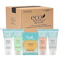 Eco Botanics Hotel Soaps Toiletries Bulk Set 085Oz Hotel Shampoo Conditioner Body Wash Body Lotion Bar Soap Travel Si