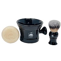 Gbs Black Luxury Shaving Kit Wood Straight Razor Mug Natural Soap Brush Alum Block Strop And Paste Grooming Kit Black