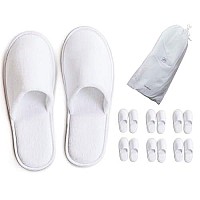 Spa Slippers 6 Pairs Of Cotton Velvet Closed Toe Slippers Medium Size With Travel Bags Thick Soft Nonslip Disposable S