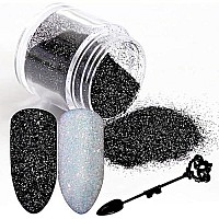 2 Colorsstaaar Ultra Fine Iridescent Nail Glitter Powder Set With Little Spoon Sugar Effect Nail Decoration Powder Black D