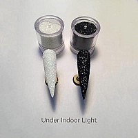 2 Colorsstaaar Ultra Fine Iridescent Nail Glitter Powder Set With Little Spoon Sugar Effect Nail Decoration Powder Black D