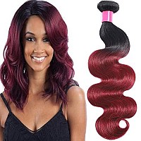 Misoun Ombre Brazilian Human Hair Body Wave One Bundle 1B99J Ombre Brazilian Virgin Human Hair Weave Weft Extension Two Tone Bl