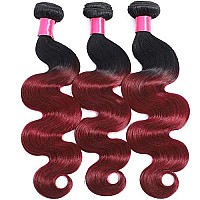 Misoun Ombre Brazilian Human Hair Body Wave One Bundle 1B99J Ombre Brazilian Virgin Human Hair Weave Weft Extension Two Tone Bl