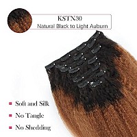 Sassina Ombre Hair Extensions Clip In Human Hair Kinky Straight Style For Black Women Thick Double Wefts Natural Black To 30 Cli