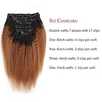 Sassina Ombre Hair Extensions Clip In Human Hair Kinky Straight Style For Black Women Thick Double Wefts Natural Black To 30 Cli