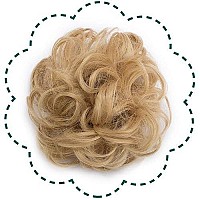 Hairro Synthetic Hair Bun Scrunchy Messy Donut Wavy Updo Elastic Scrunchie Medium Size Wedding Hair Pieces Bridal Hairpiece Easy