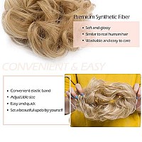 Hairro Synthetic Hair Bun Scrunchy Messy Donut Wavy Updo Elastic Scrunchie Medium Size Wedding Hair Pieces Bridal Hairpiece Easy