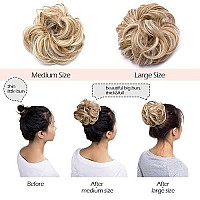 Hairro Synthetic Hair Bun Scrunchy Messy Donut Wavy Updo Elastic Scrunchie Medium Size Wedding Hair Pieces Bridal Hairpiece Easy