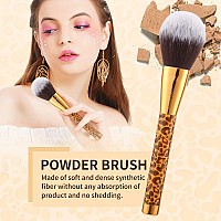 Docolor Makeup Brushes 14Pcs Leopard Makeup Brush Set With 4Pcs Makeup Puffs Premium Synthetic Powder Foundation Contour Blush C