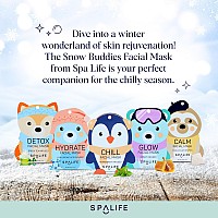 Spalife Snow Buddies Facial Mask 10 Pack Hydrating Character Sheet Masks For Women Moisturizing Skincare Variety Set For Glow