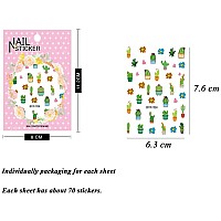 Nail Stickers For Women And Little Girls 12 Sheets 3D Selfadhesive Diy Nail Art Decoration Set Including Flowers Leaves Anima