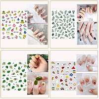 Nail Stickers For Women And Little Girls 12 Sheets 3D Selfadhesive Diy Nail Art Decoration Set Including Flowers Leaves Anima