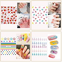 Nail Stickers For Women And Little Girls 12 Sheets 3D Selfadhesive Diy Nail Art Decoration Set Including Flowers Leaves Anima